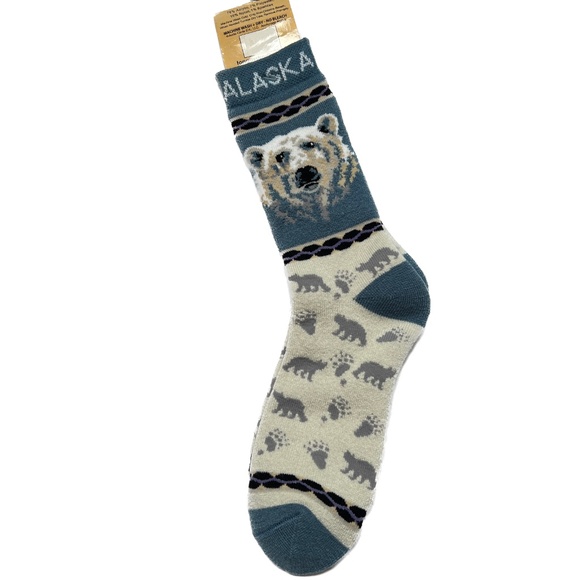 Alaska Outfitters Grizzly Bear Socks Mid Calf 8 yrs - Adult Blue Gray Ketchikan - Picture 3 of 6